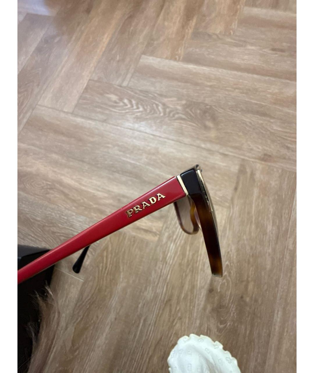 PRADA Коричневые пластиковые солнцезащитные очки, фото 3