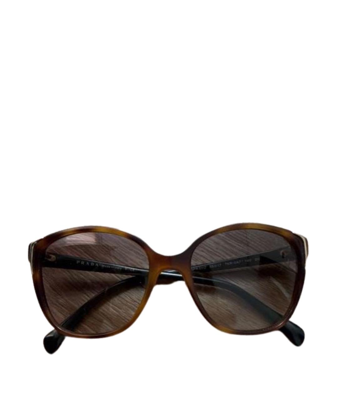 PRADA Коричневые пластиковые солнцезащитные очки, фото 1