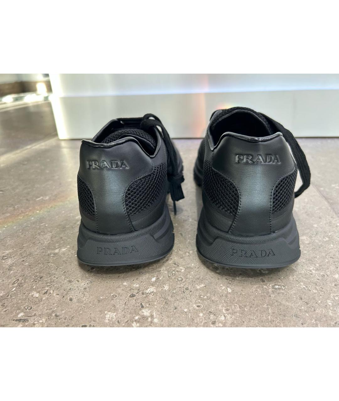 PRADA Черные текстильные низкие кроссовки / кеды, фото 4