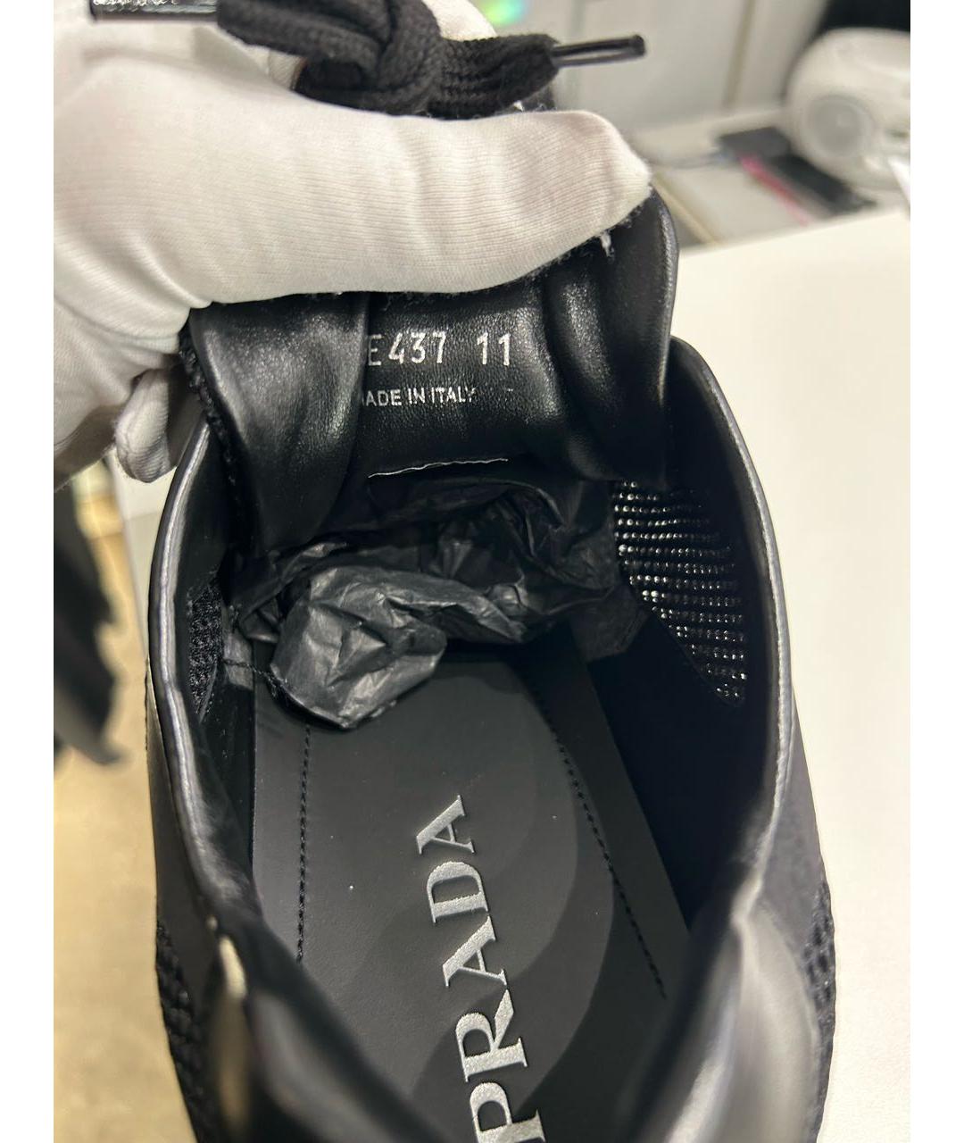 PRADA Черные текстильные низкие кроссовки / кеды, фото 8