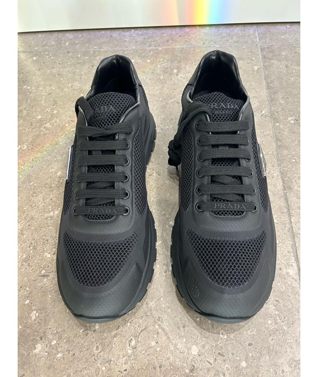 PRADA Черные текстильные низкие кроссовки / кеды, фото 2
