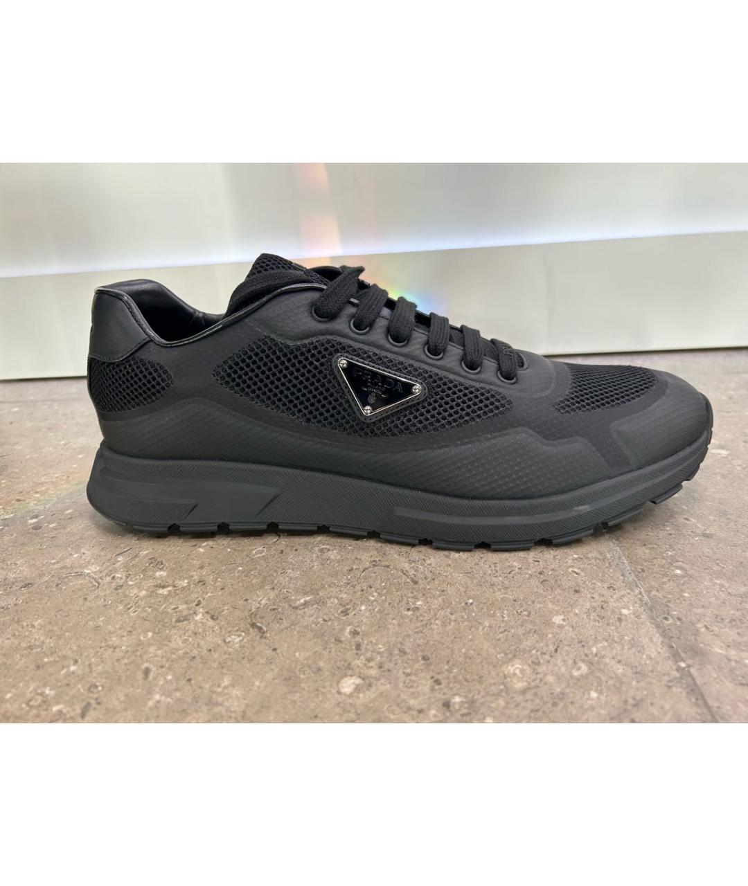 PRADA Черные текстильные низкие кроссовки / кеды, фото 9