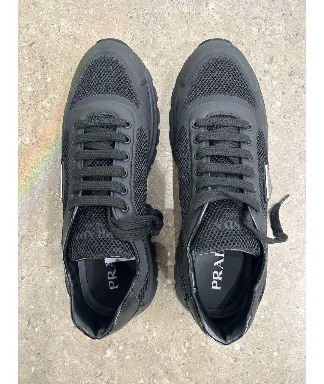PRADA Черные текстильные низкие кроссовки / кеды, фото 3