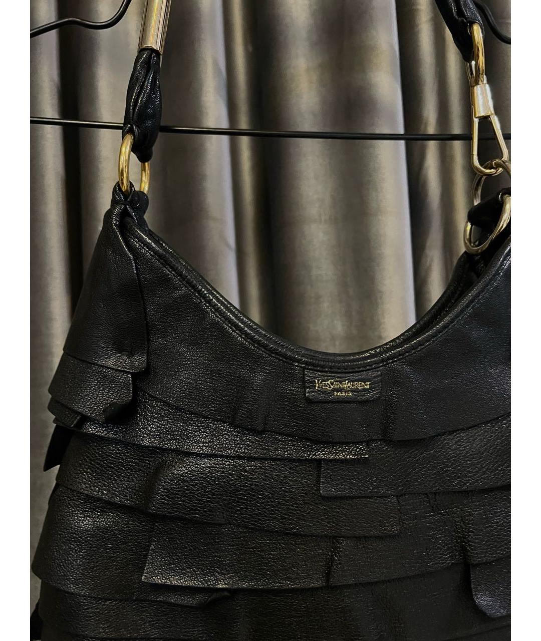 SAINT LAURENT Черная кожаная сумка через плечо, фото 3