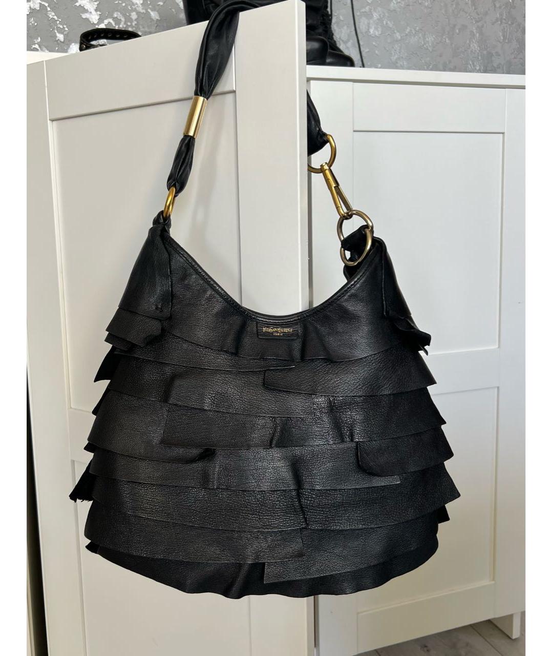 SAINT LAURENT Черная кожаная сумка через плечо, фото 2