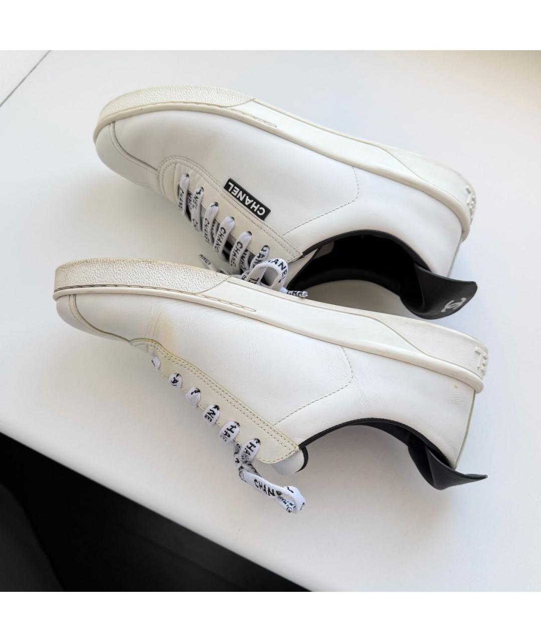 CHANEL Белые кожаные кроссовки, фото 7