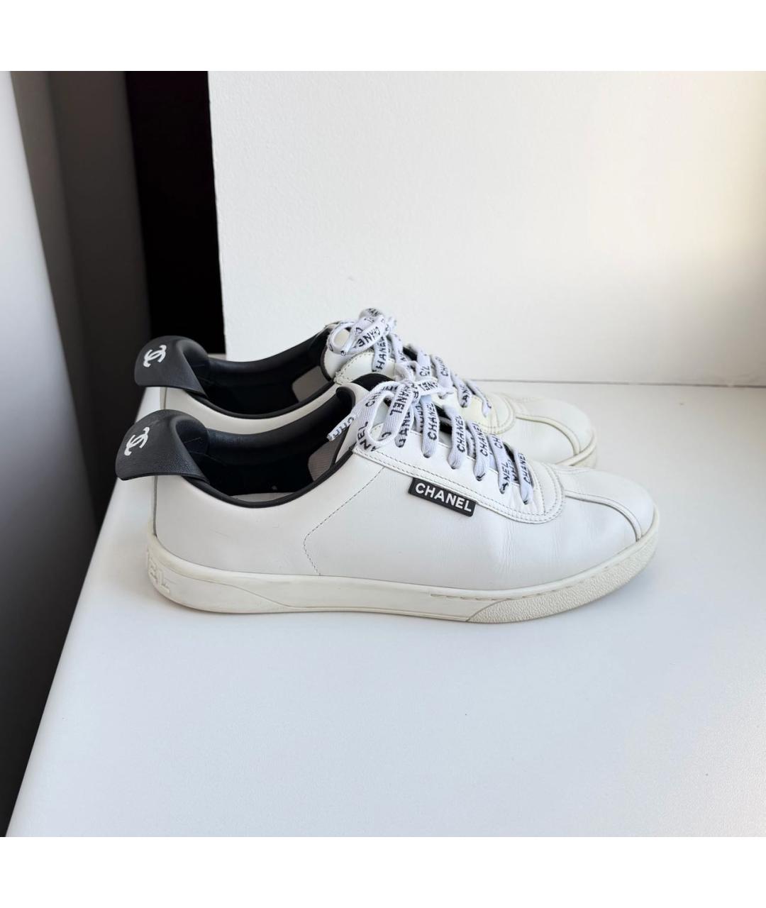 CHANEL Белые кожаные кроссовки, фото 9