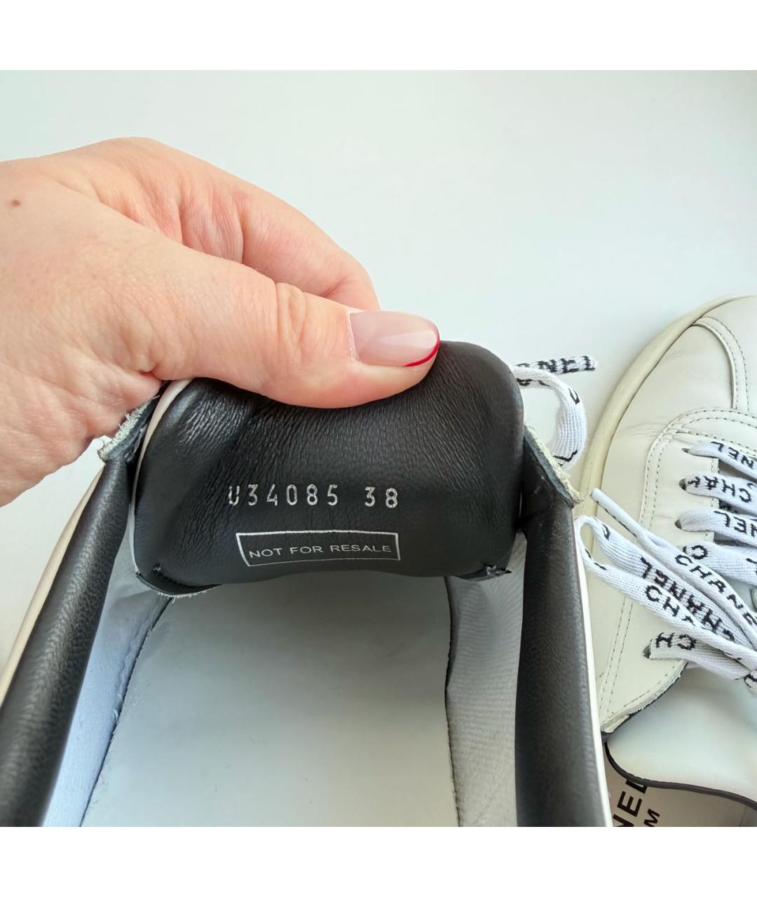 CHANEL Белые кожаные кроссовки, фото 8