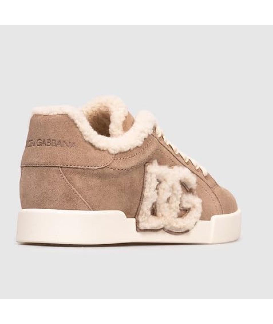 DOLCE&GABBANA Бежевые замшевые кроссовки, фото 3