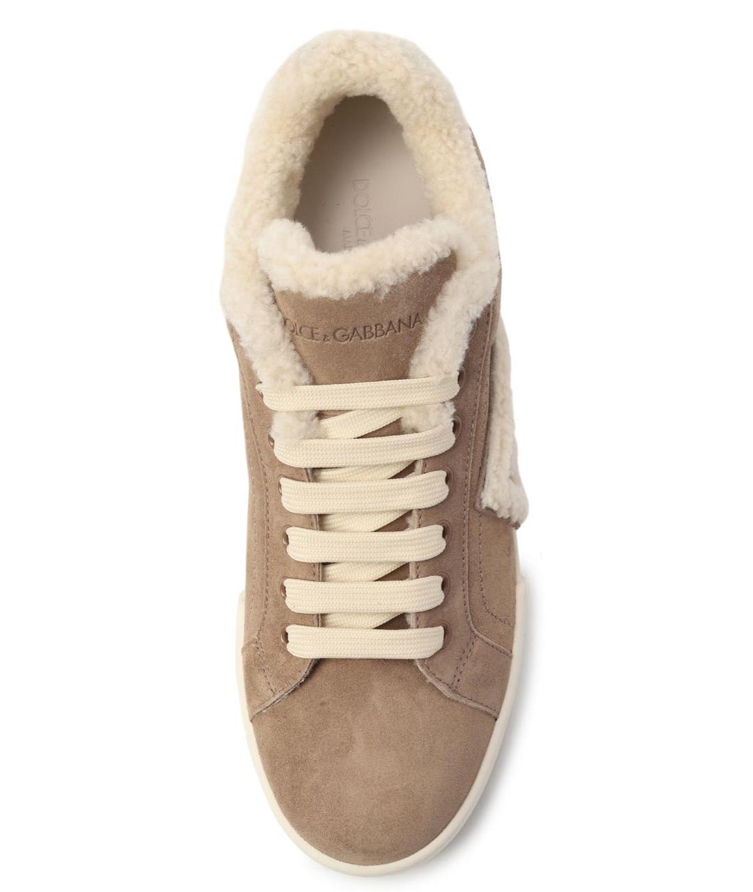 DOLCE&GABBANA Бежевые замшевые кроссовки, фото 4