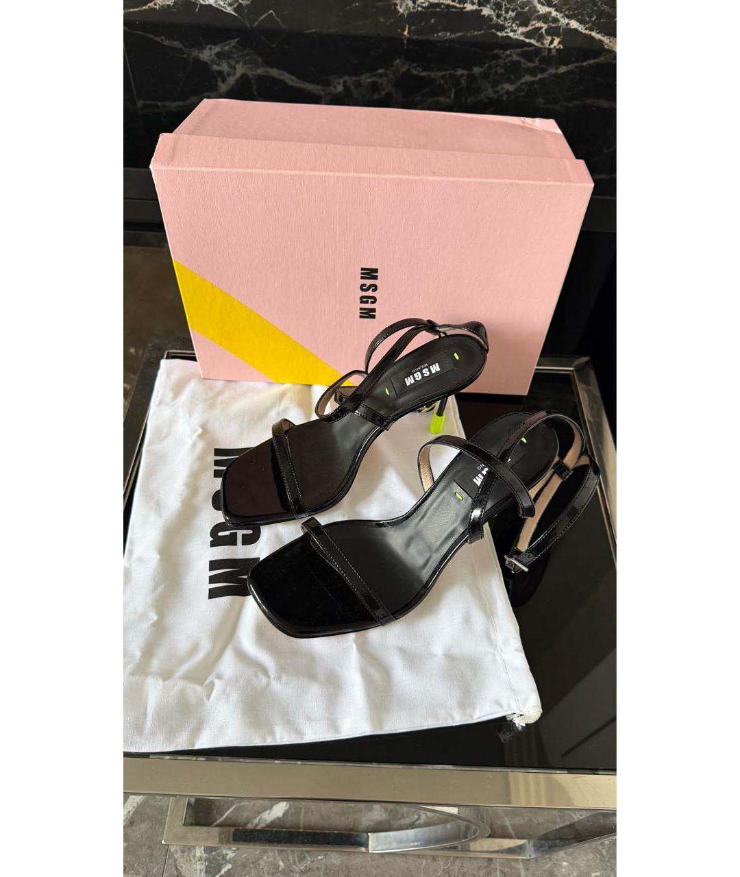 MSGM Черные кожаные босоножки, фото 5