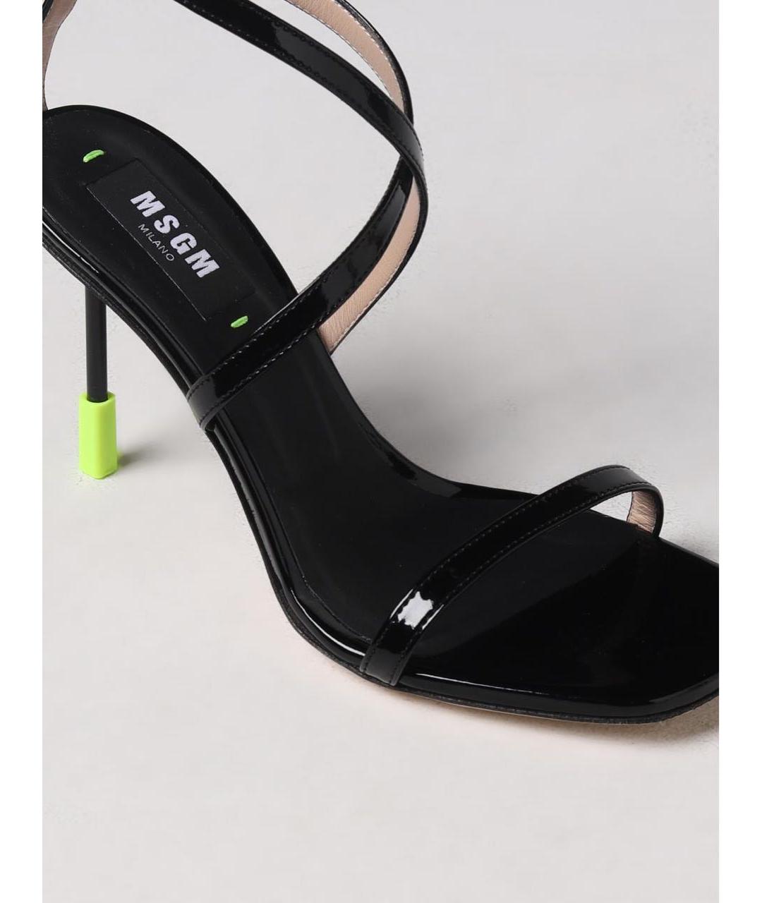 MSGM Черные кожаные босоножки, фото 4