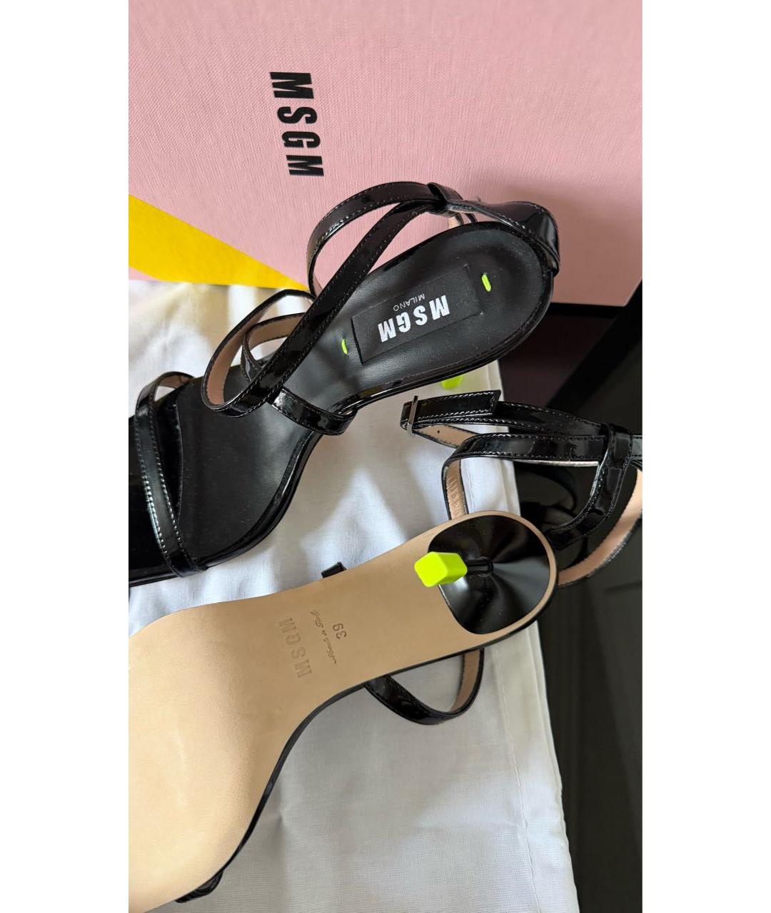 MSGM Черные кожаные босоножки, фото 6