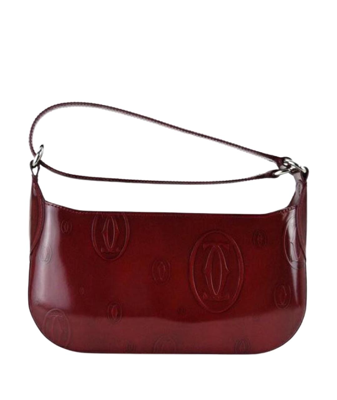 CARTIER Красная сумка с короткими ручками из лакированной кожи, фото 1