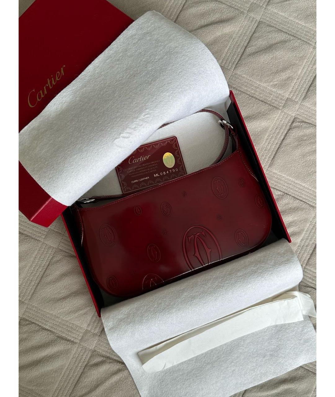 CARTIER Красная сумка с короткими ручками из лакированной кожи, фото 6