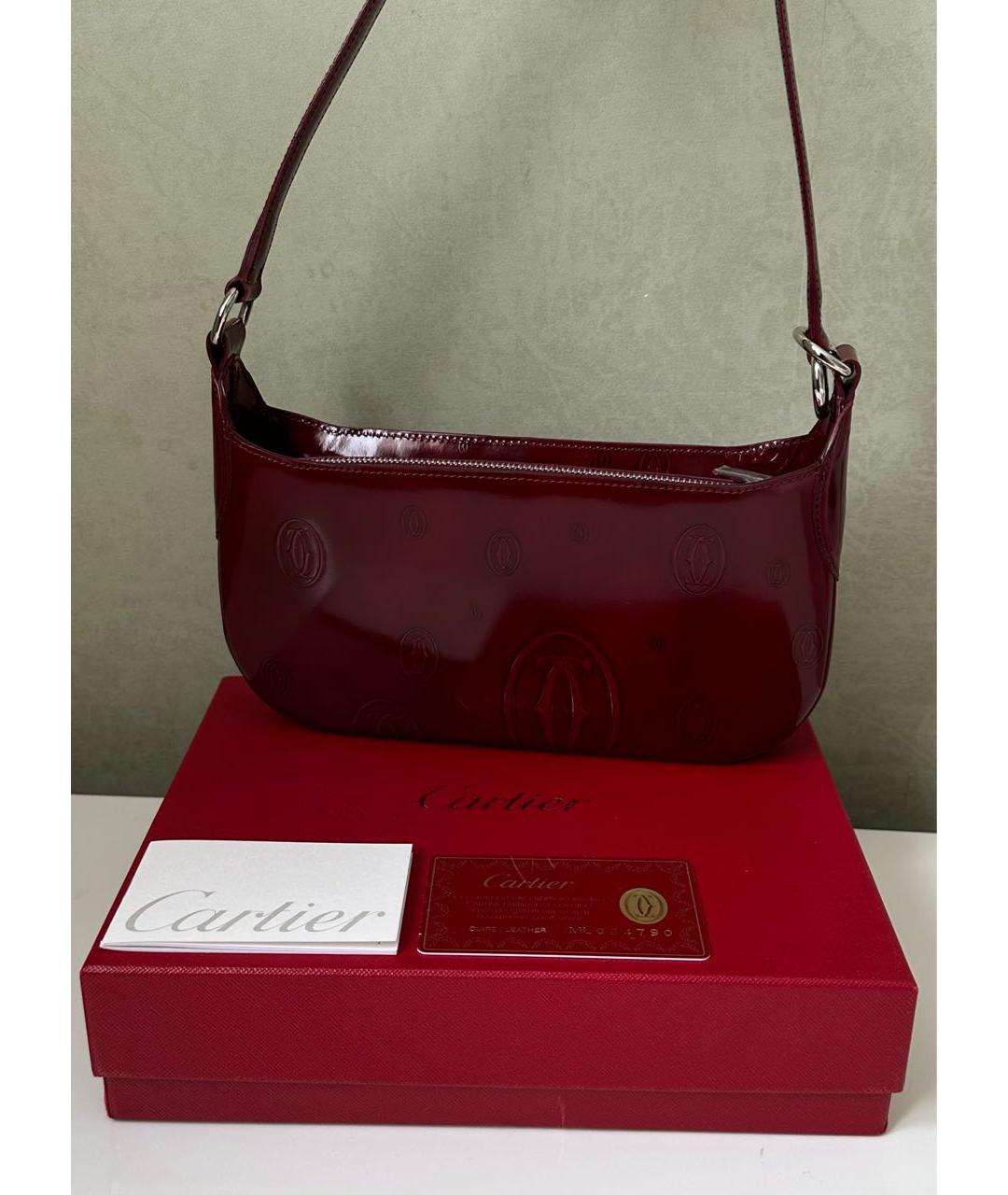 CARTIER Красная сумка с короткими ручками из лакированной кожи, фото 7