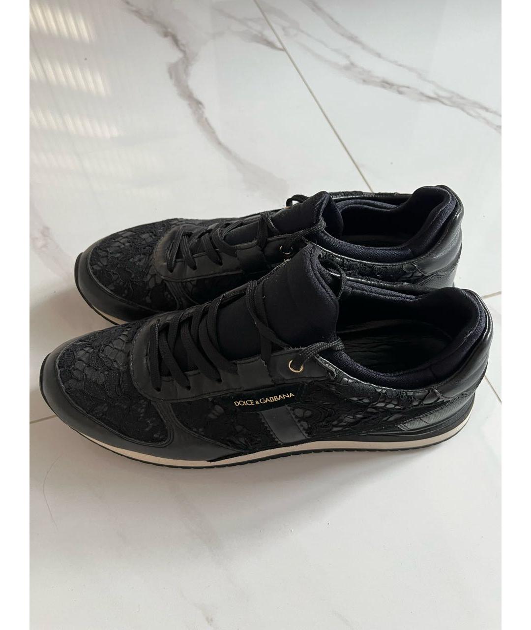 DOLCE&GABBANA Черные кожаные кроссовки, фото 5