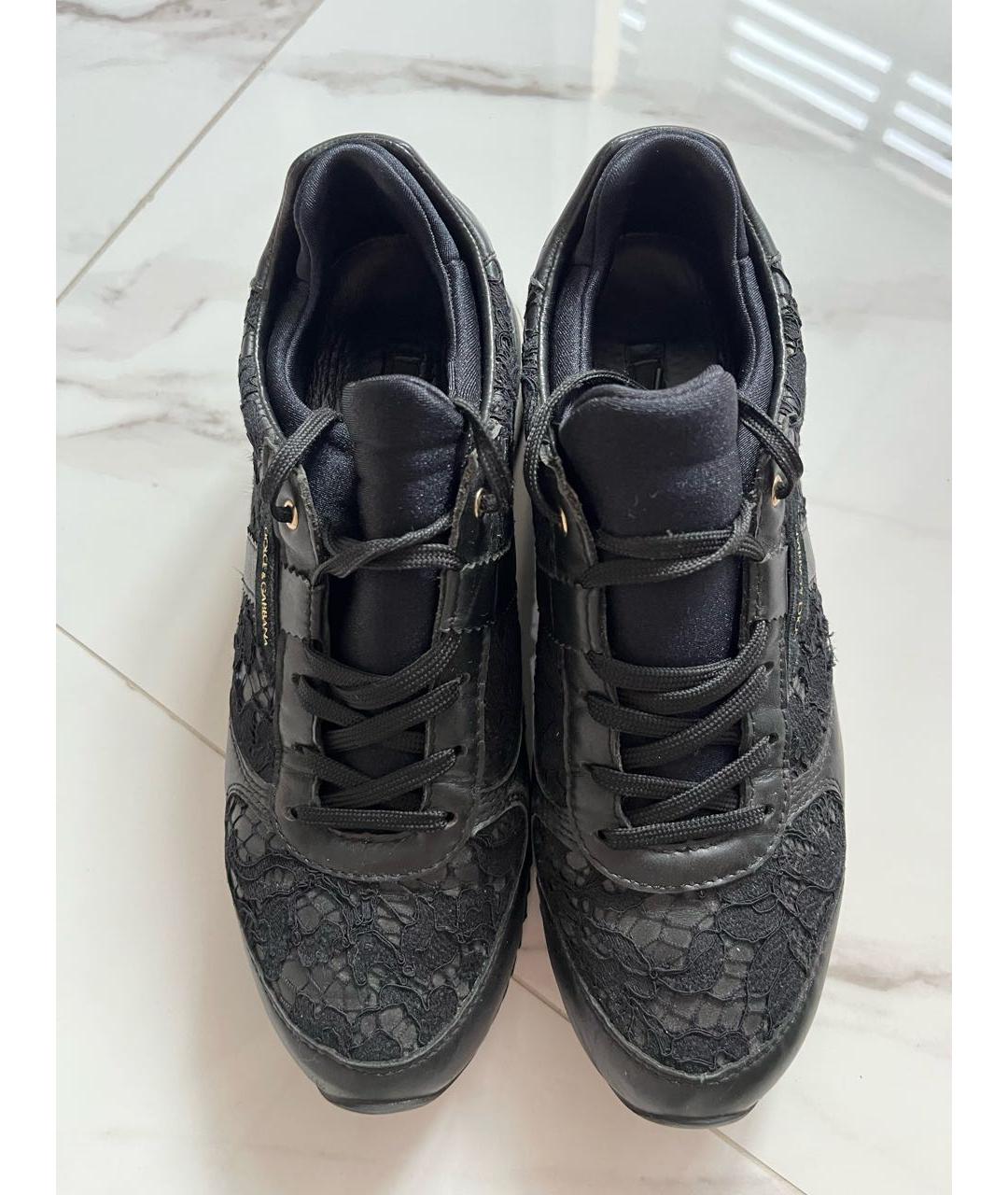 DOLCE&GABBANA Черные кожаные кроссовки, фото 2