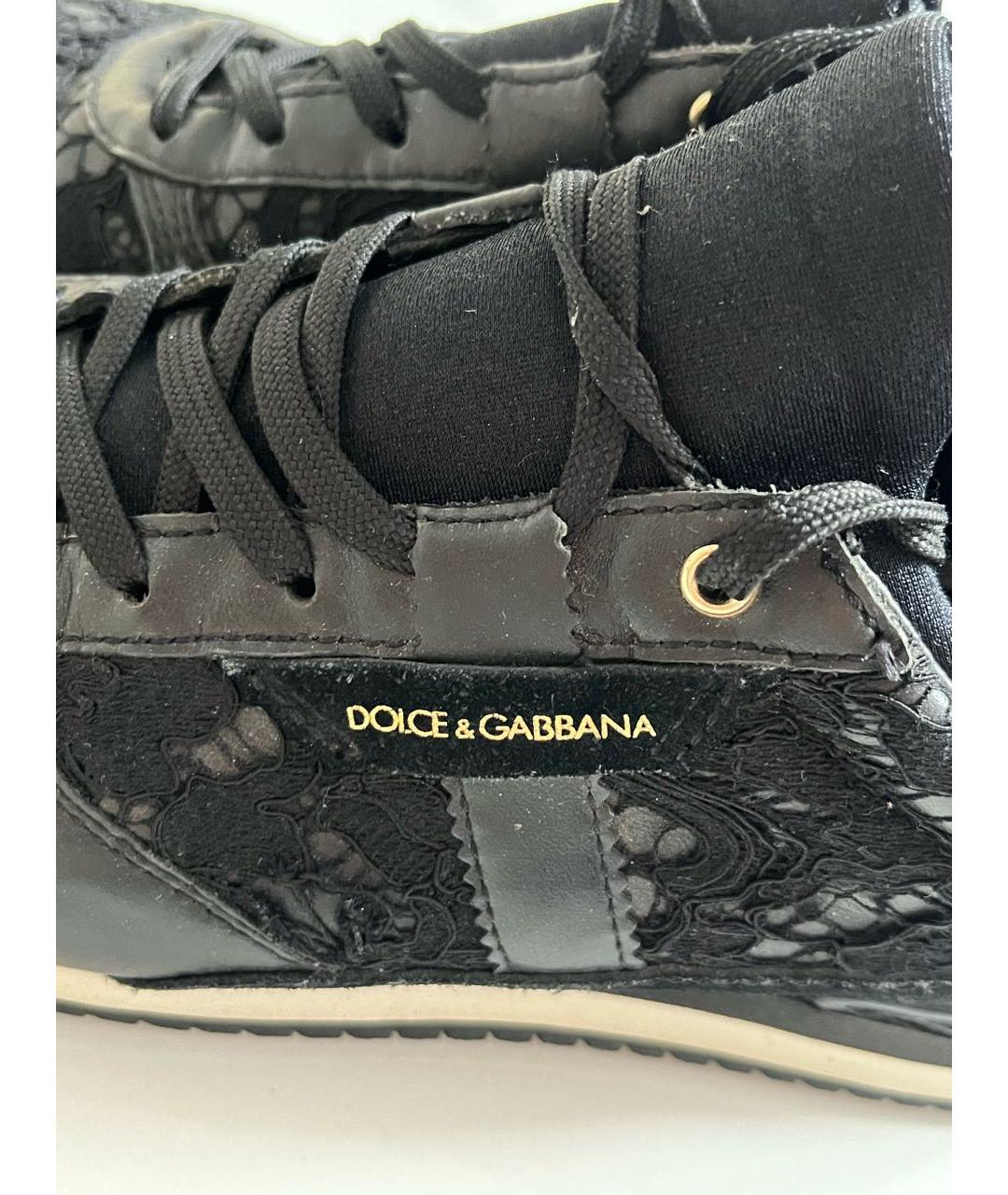 DOLCE&GABBANA Черные кожаные кроссовки, фото 6