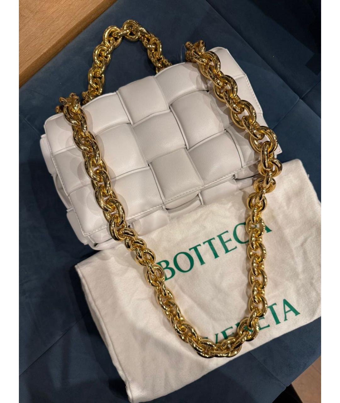 BOTTEGA VENETA Белая кожаная сумка через плечо, фото 9