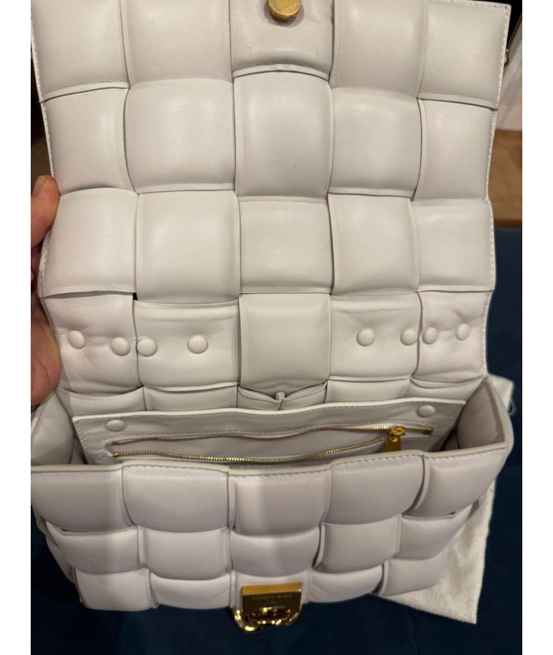 BOTTEGA VENETA Белая кожаная сумка через плечо, фото 7