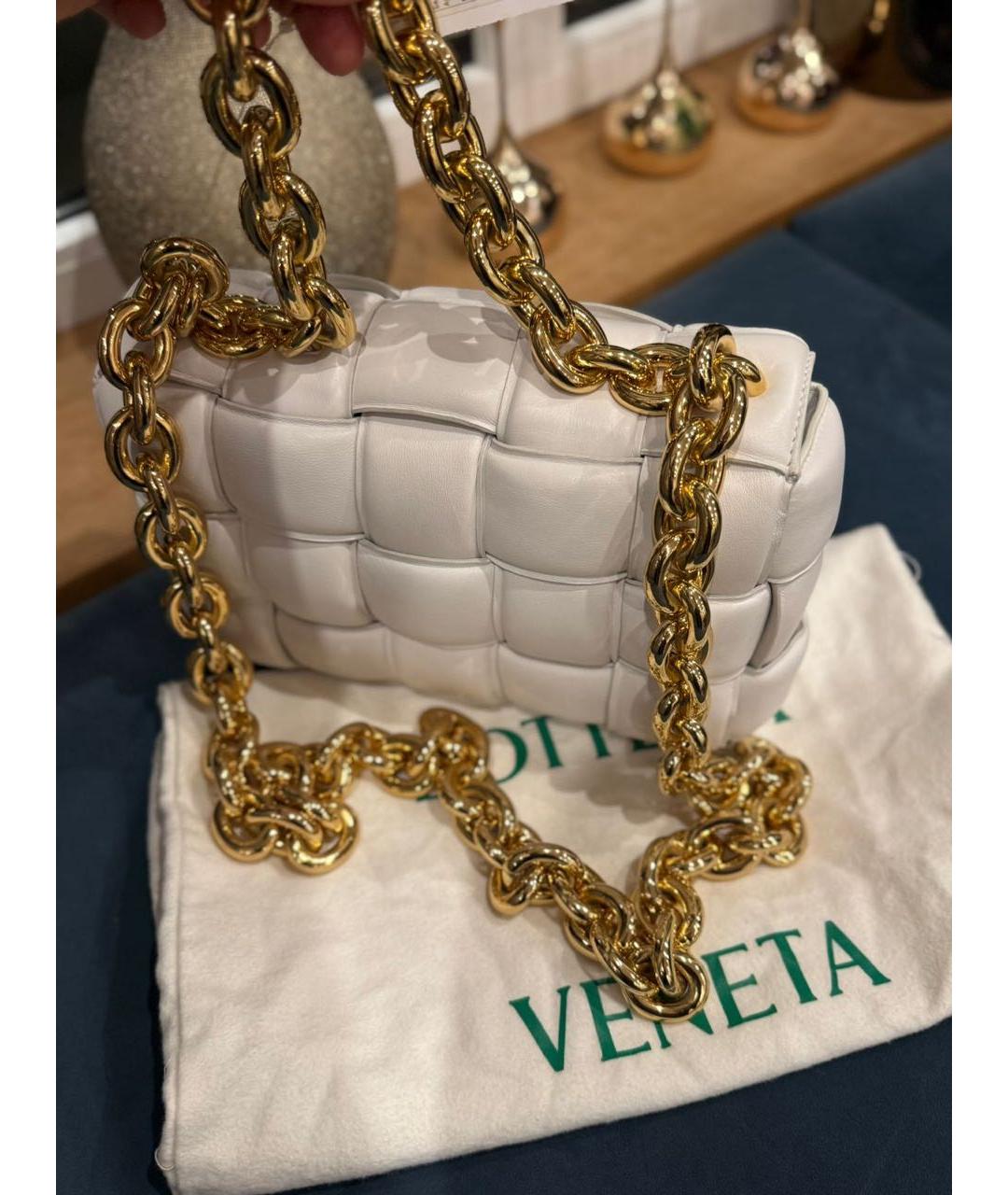BOTTEGA VENETA Белая кожаная сумка через плечо, фото 5