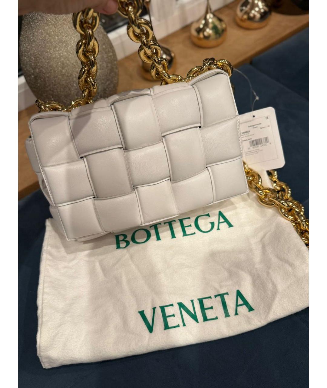 BOTTEGA VENETA Белая кожаная сумка через плечо, фото 3