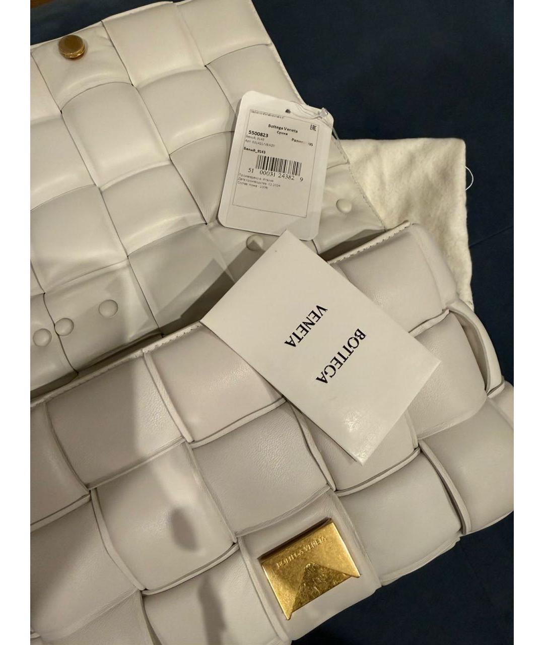 BOTTEGA VENETA Белая кожаная сумка через плечо, фото 6