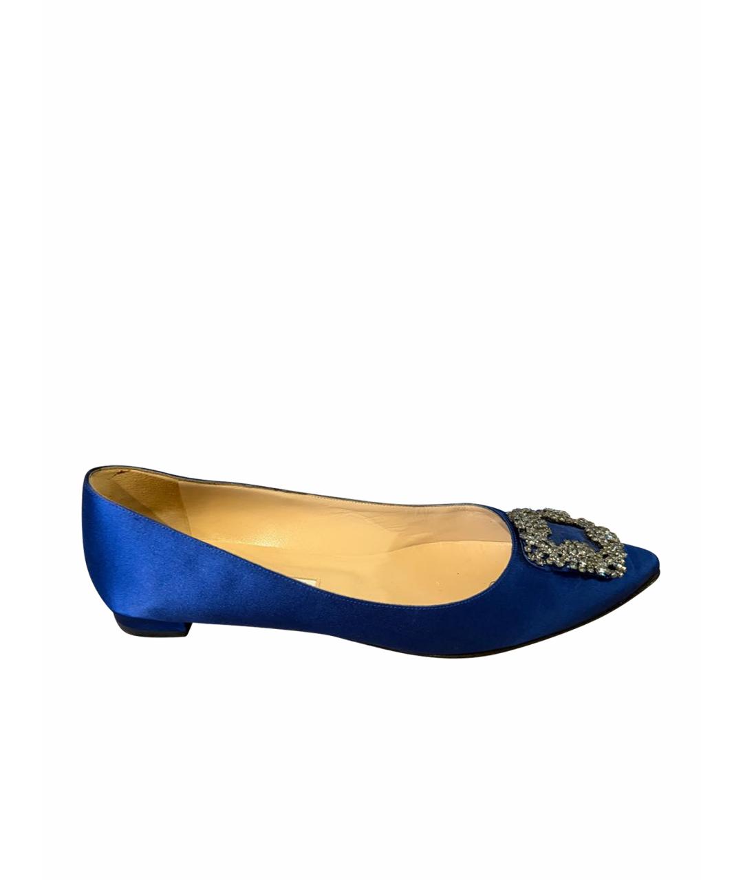 MANOLO BLAHNIK Синие текстильные балетки, фото 1