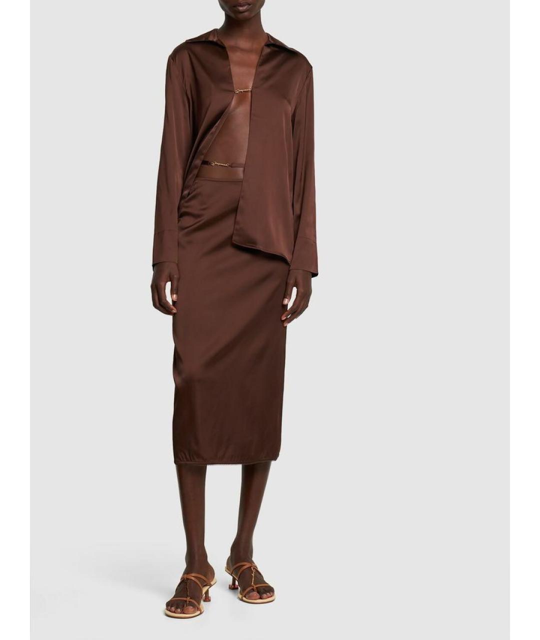 JACQUEMUS Коричневая юбка миди, фото 2