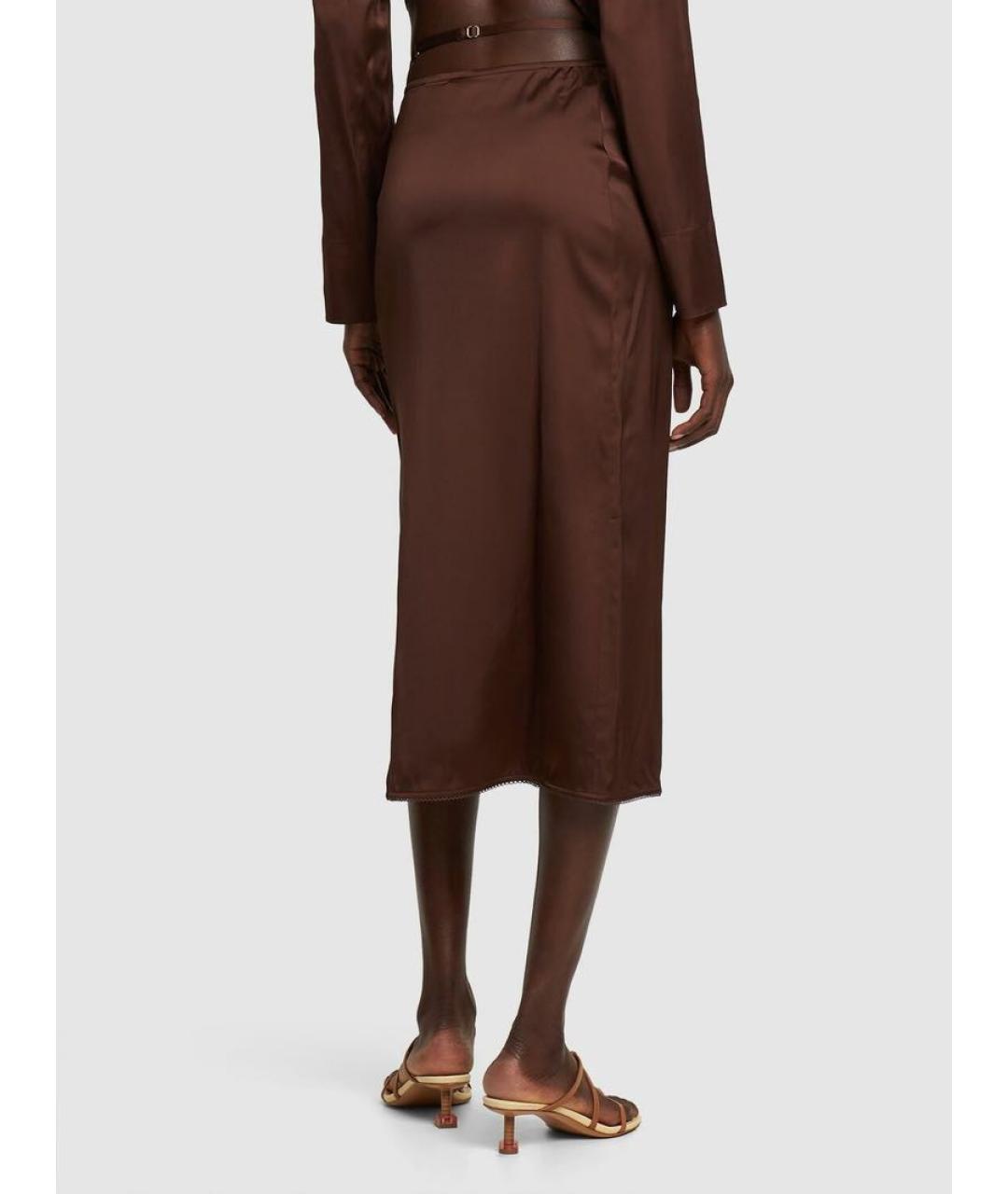 JACQUEMUS Коричневая юбка миди, фото 4