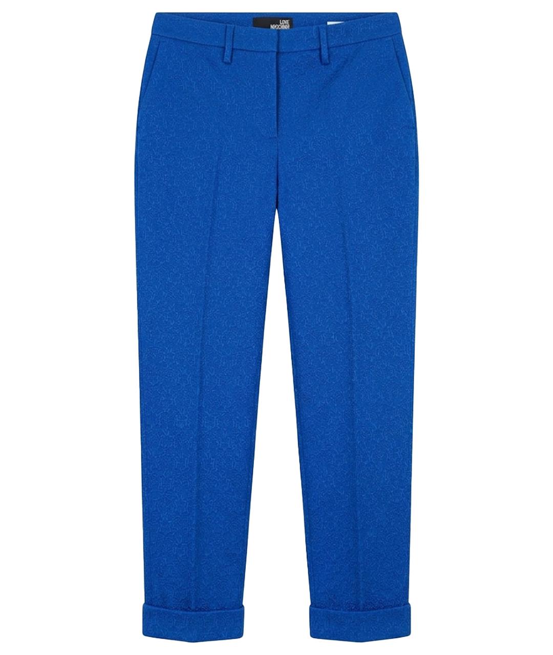 LOVE MOSCHINO Синие хлопко-эластановые брюки узкие, фото 1