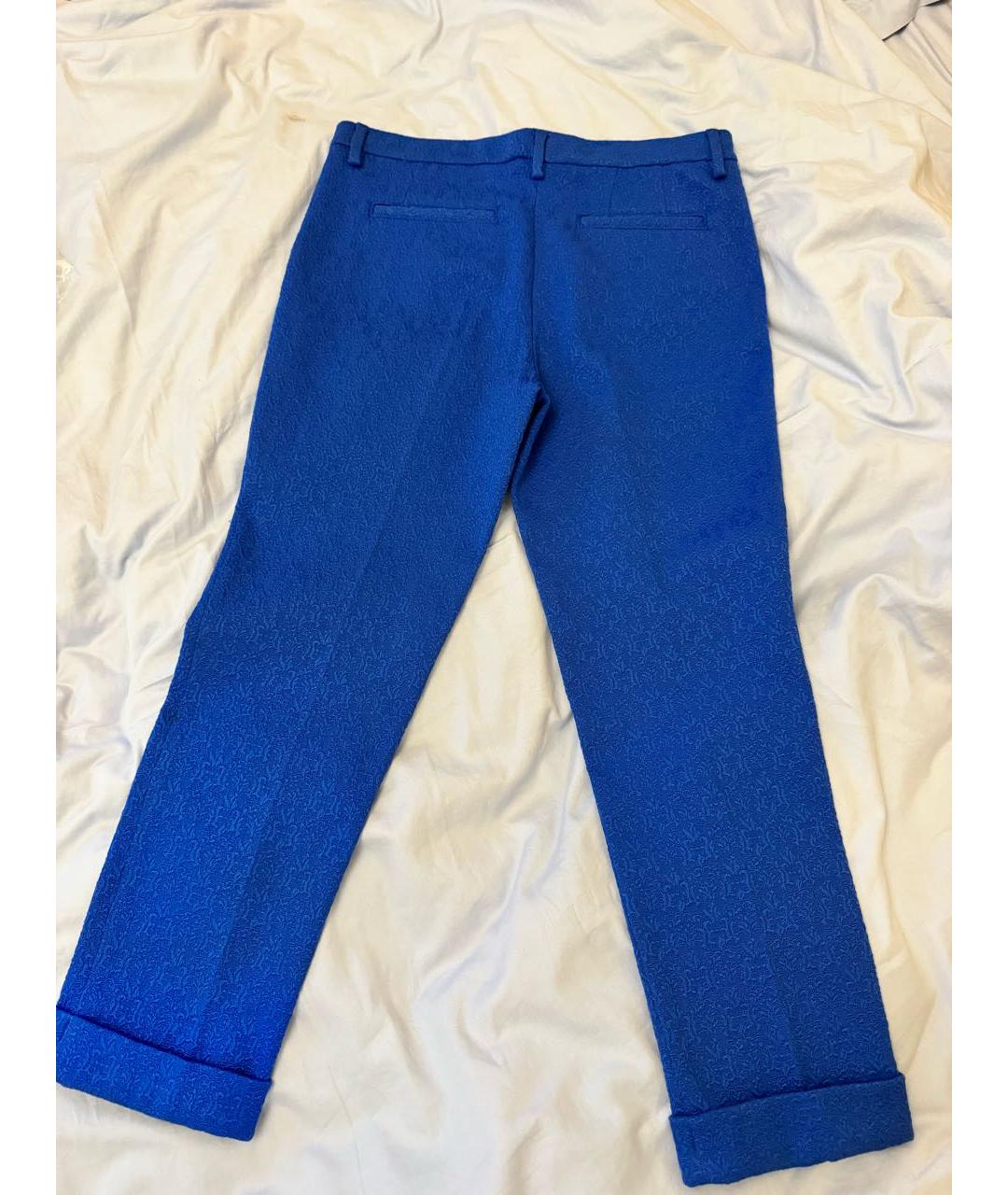 LOVE MOSCHINO Синие хлопко-эластановые брюки узкие, фото 2