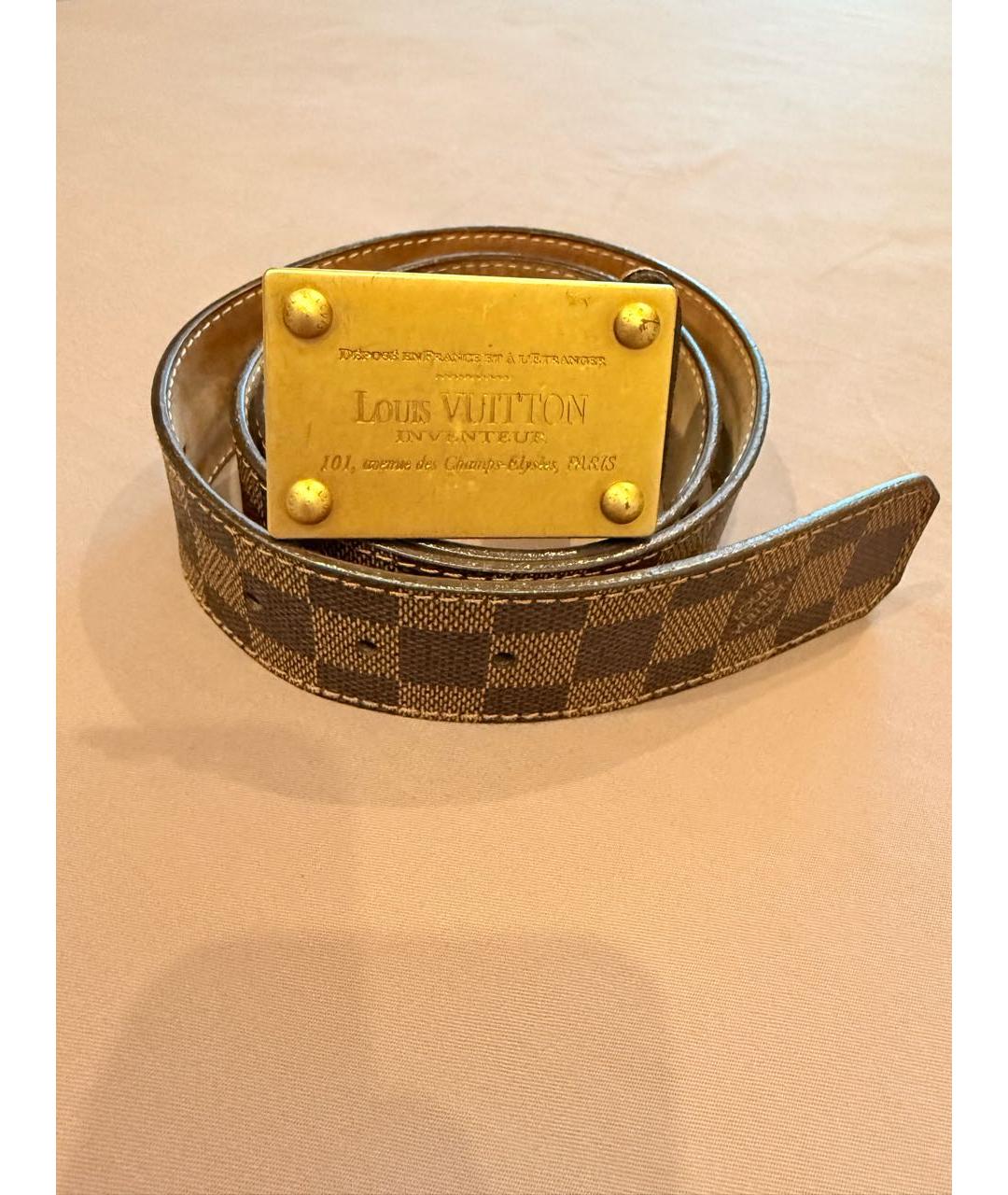 LOUIS VUITTON Коричневый кожаный ремень, фото 5
