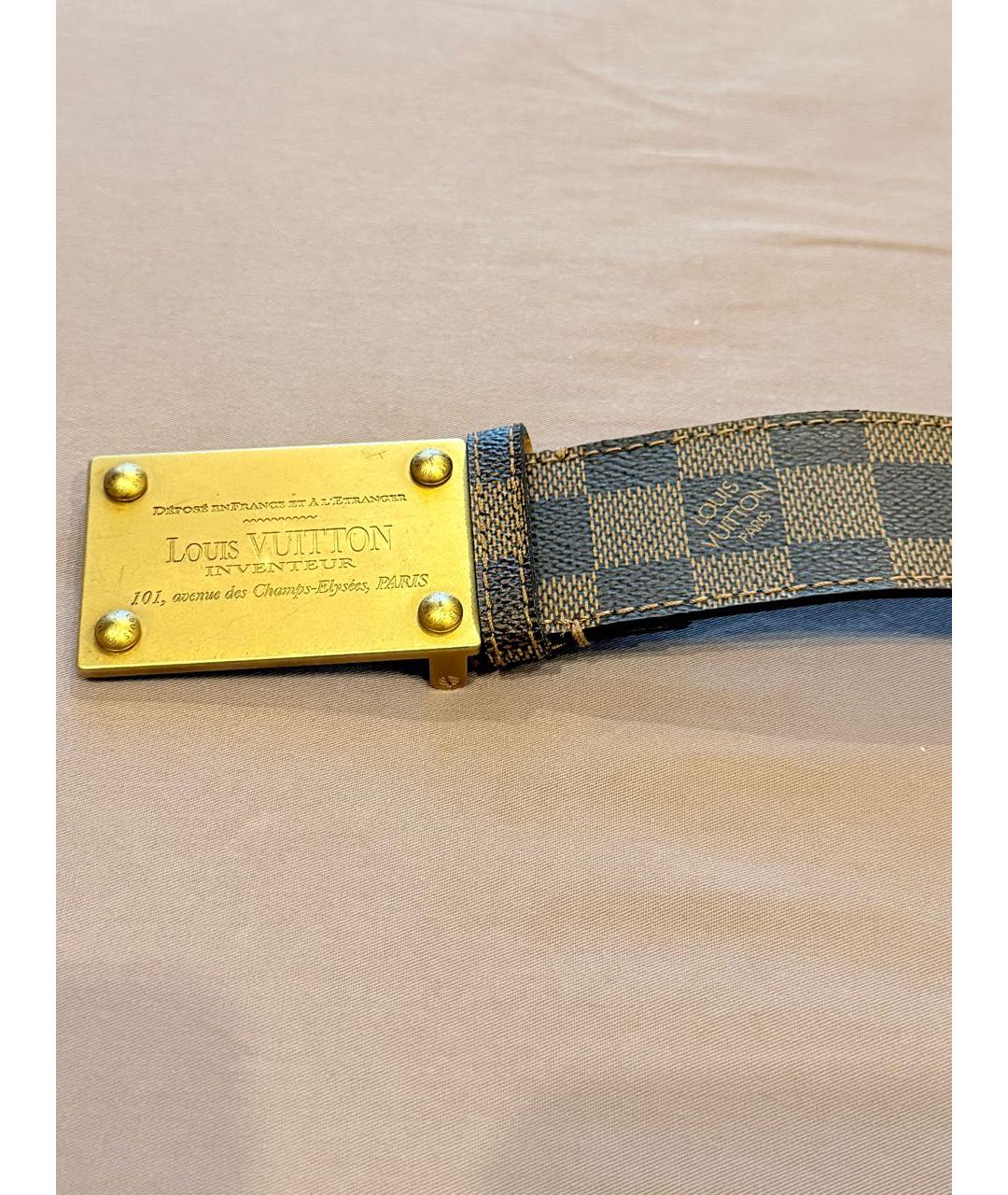 LOUIS VUITTON Коричневый кожаный ремень, фото 2