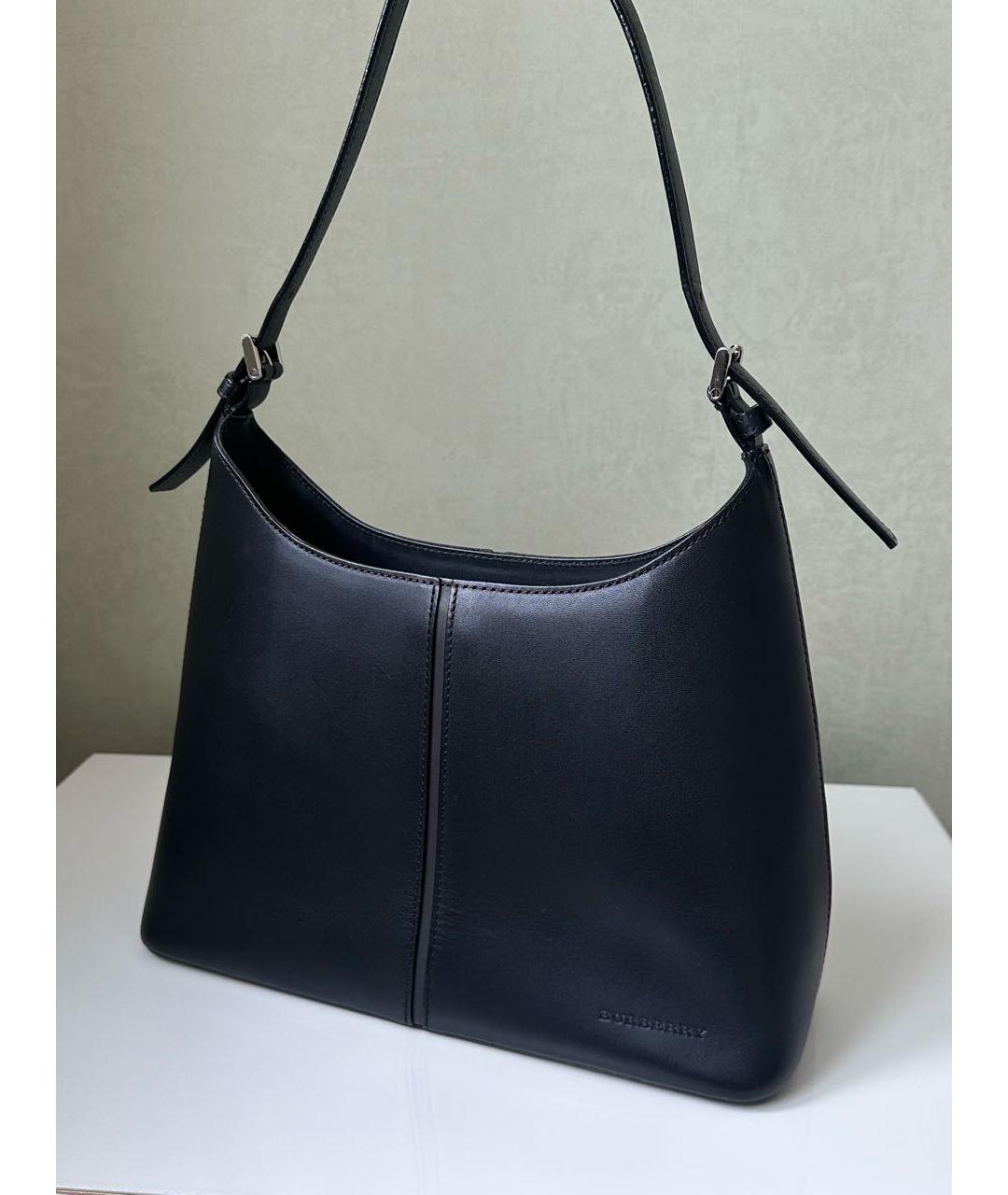 BURBERRY Черная кожаная сумка тоут, фото 3