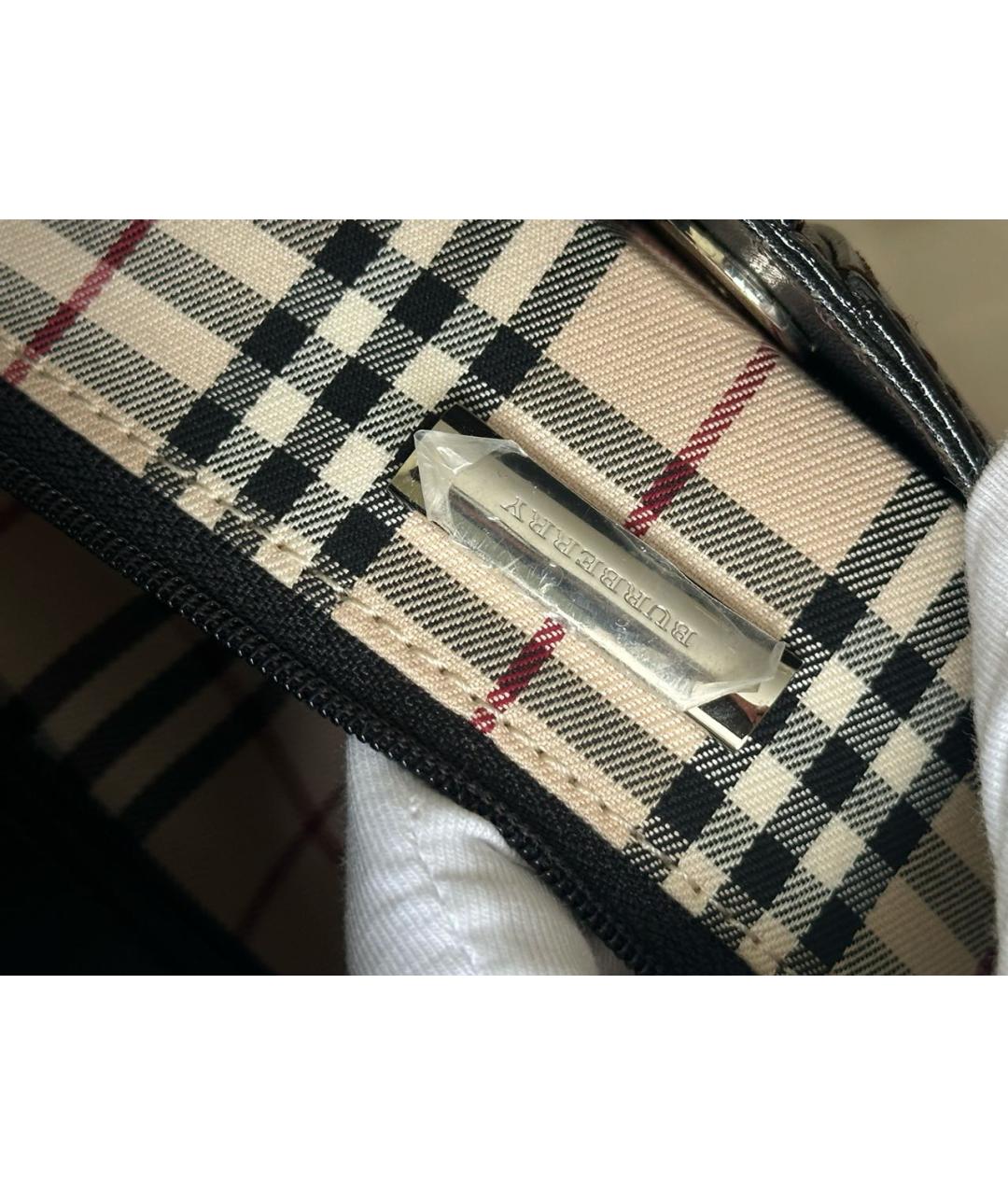 BURBERRY Черная кожаная сумка тоут, фото 6