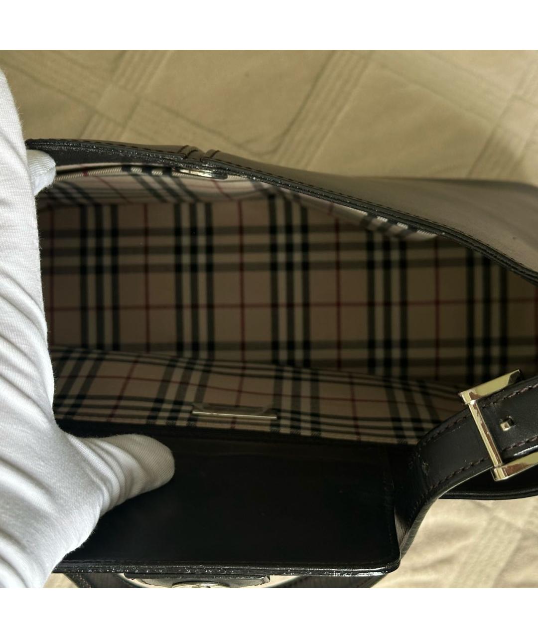 BURBERRY Черная кожаная сумка тоут, фото 5