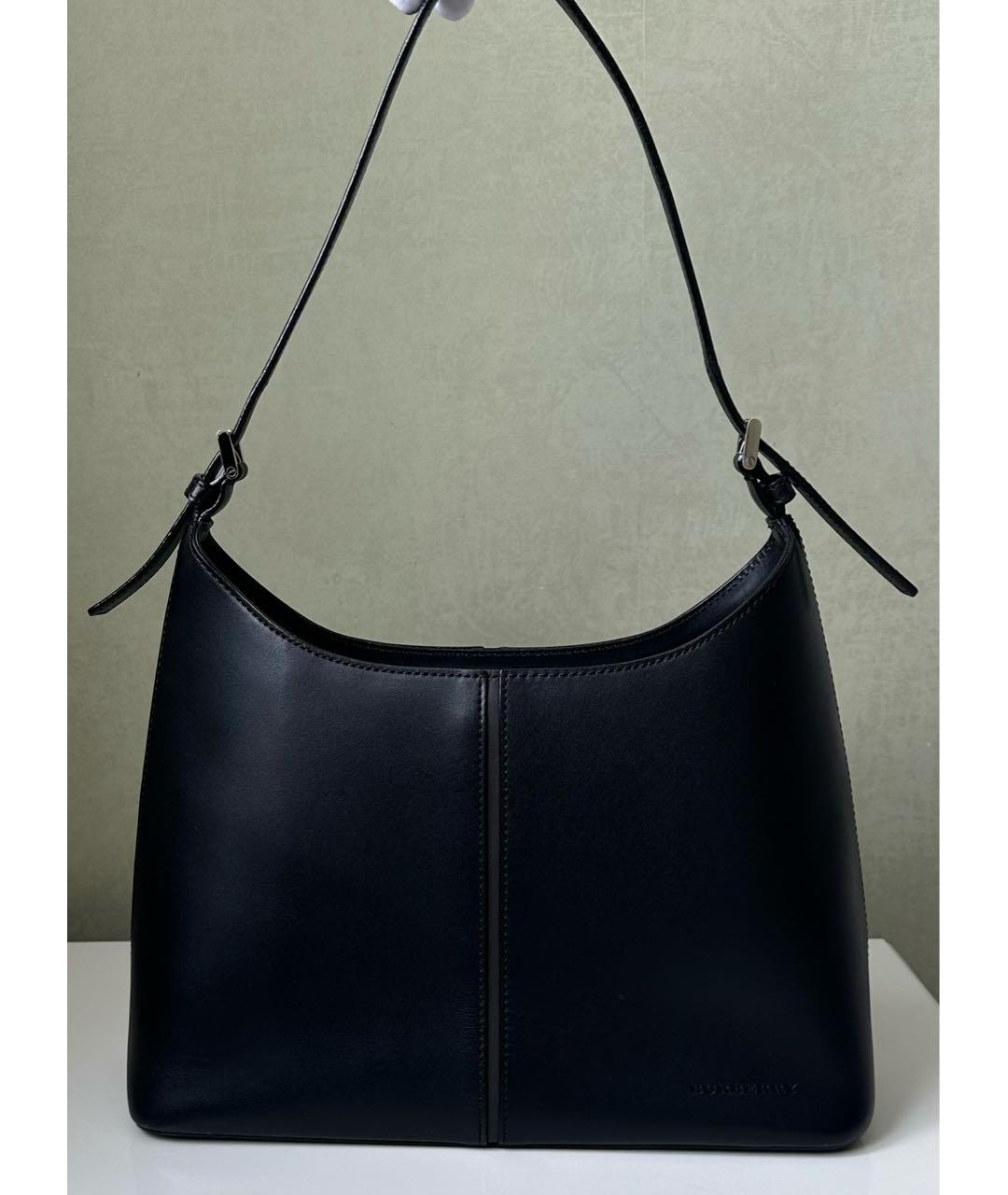 BURBERRY Черная кожаная сумка тоут, фото 2