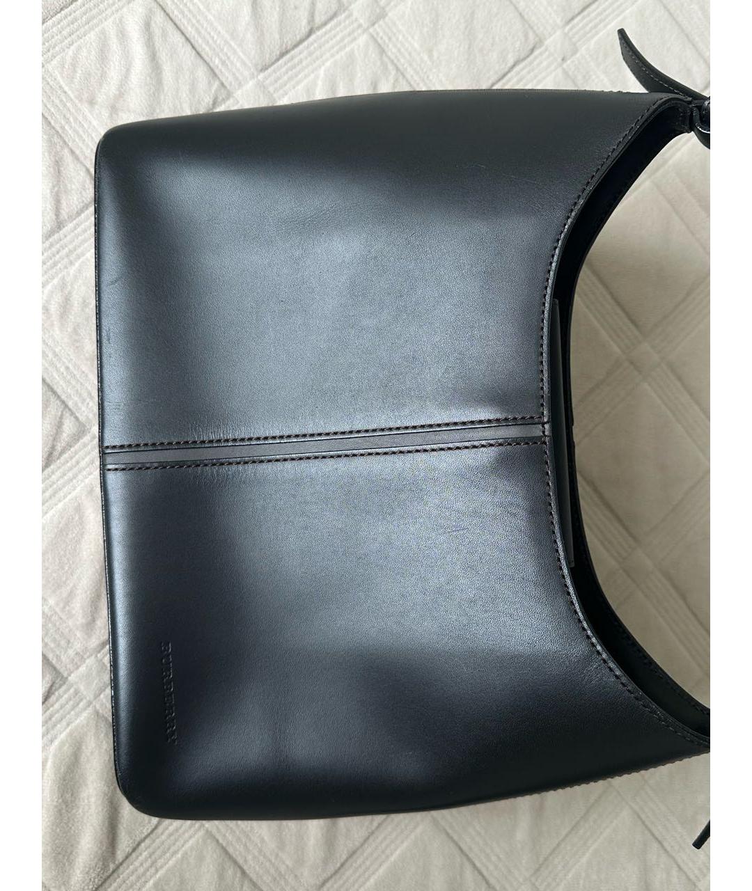 BURBERRY Черная кожаная сумка тоут, фото 4