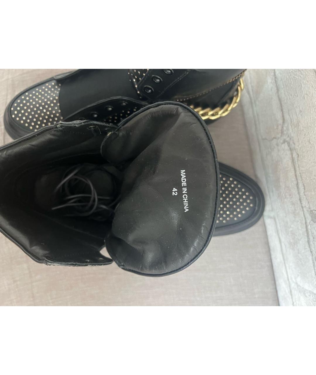 VERSUS VERSACE Черные кожаные высокие кроссовки / кеды, фото 5