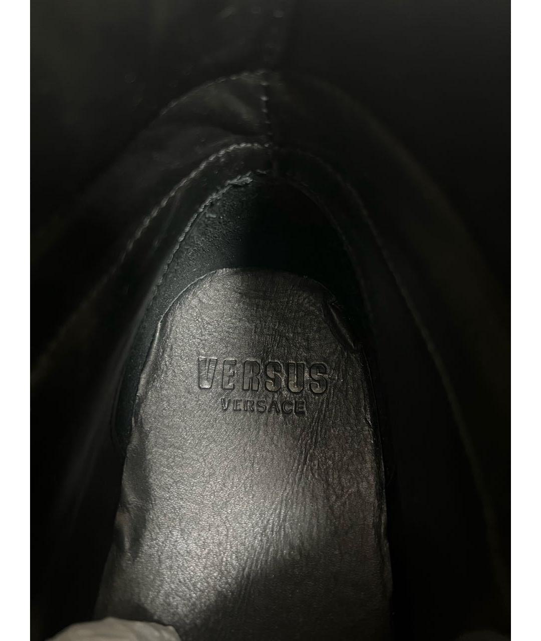 VERSUS VERSACE Черные кожаные высокие кроссовки / кеды, фото 4