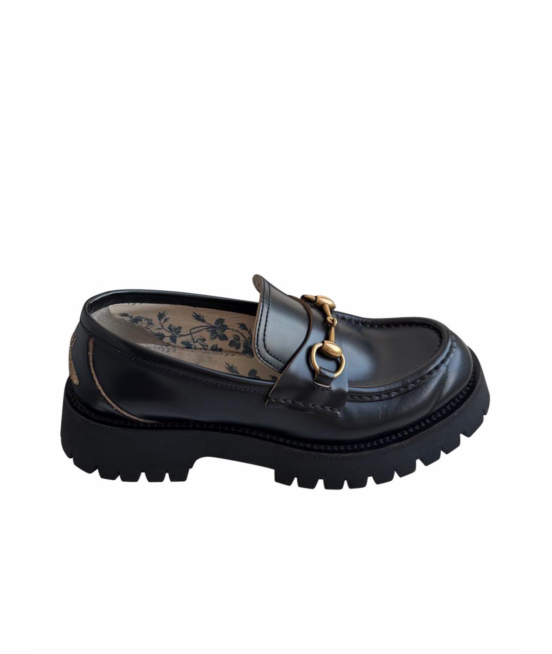 GUCCI Черные кожаные лоферы, фото 1
