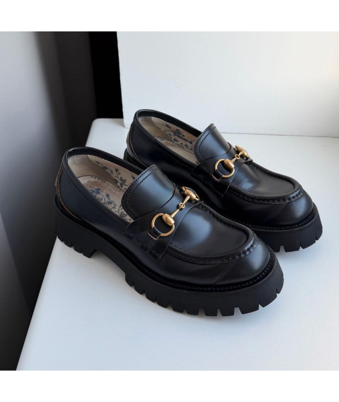 GUCCI Черные кожаные лоферы, фото 2