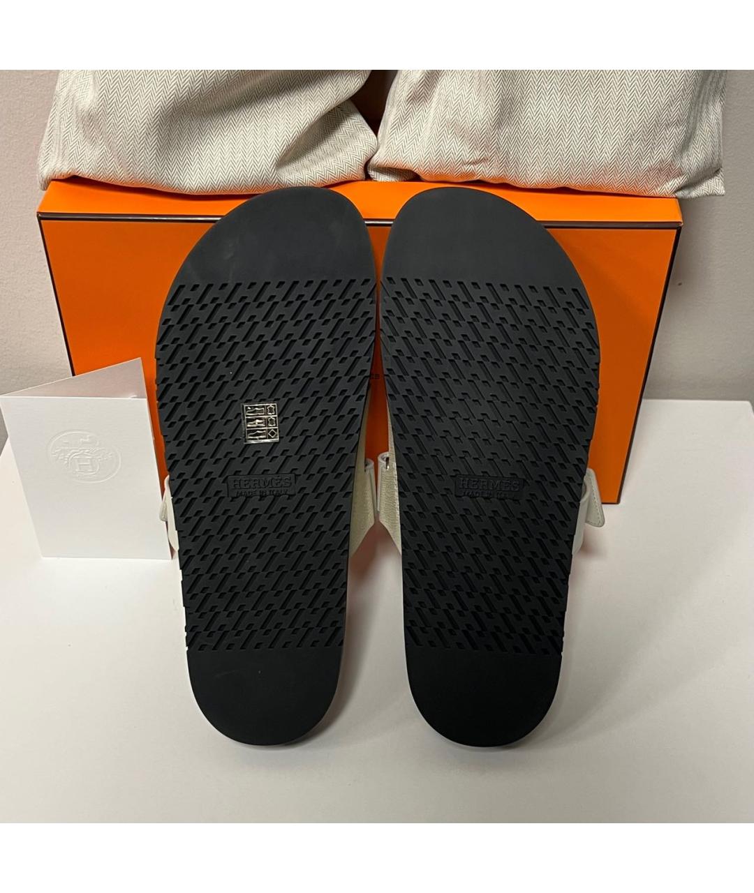 HERMES Бежевые кожаные сандалии, фото 5