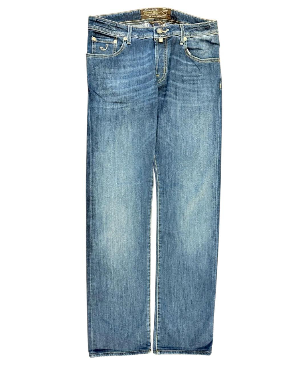 JACOB COHEN Синие хлопковые прямые джинсы, фото 1