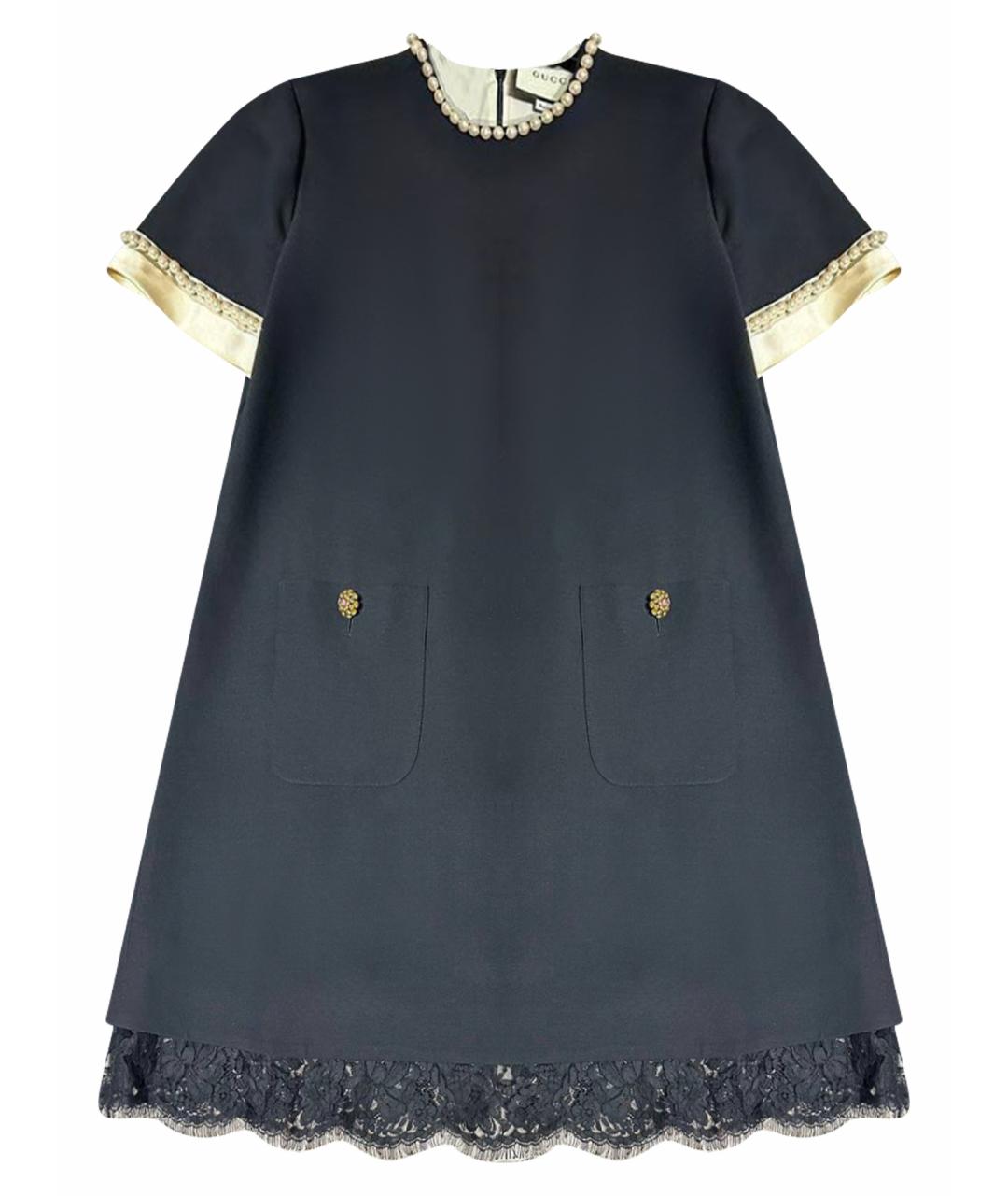 GUCCI Черное шерстяное коктейльное платье, фото 1