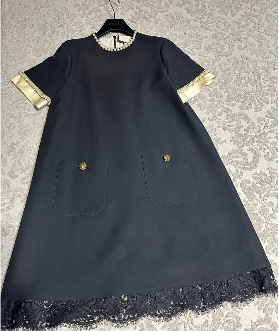 GUCCI Черное шерстяное коктейльное платье, фото 6