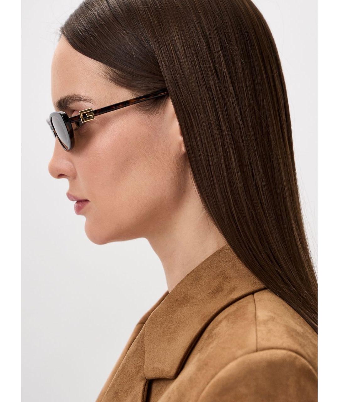 GUCCI Коричневые пластиковые солнцезащитные очки, фото 2