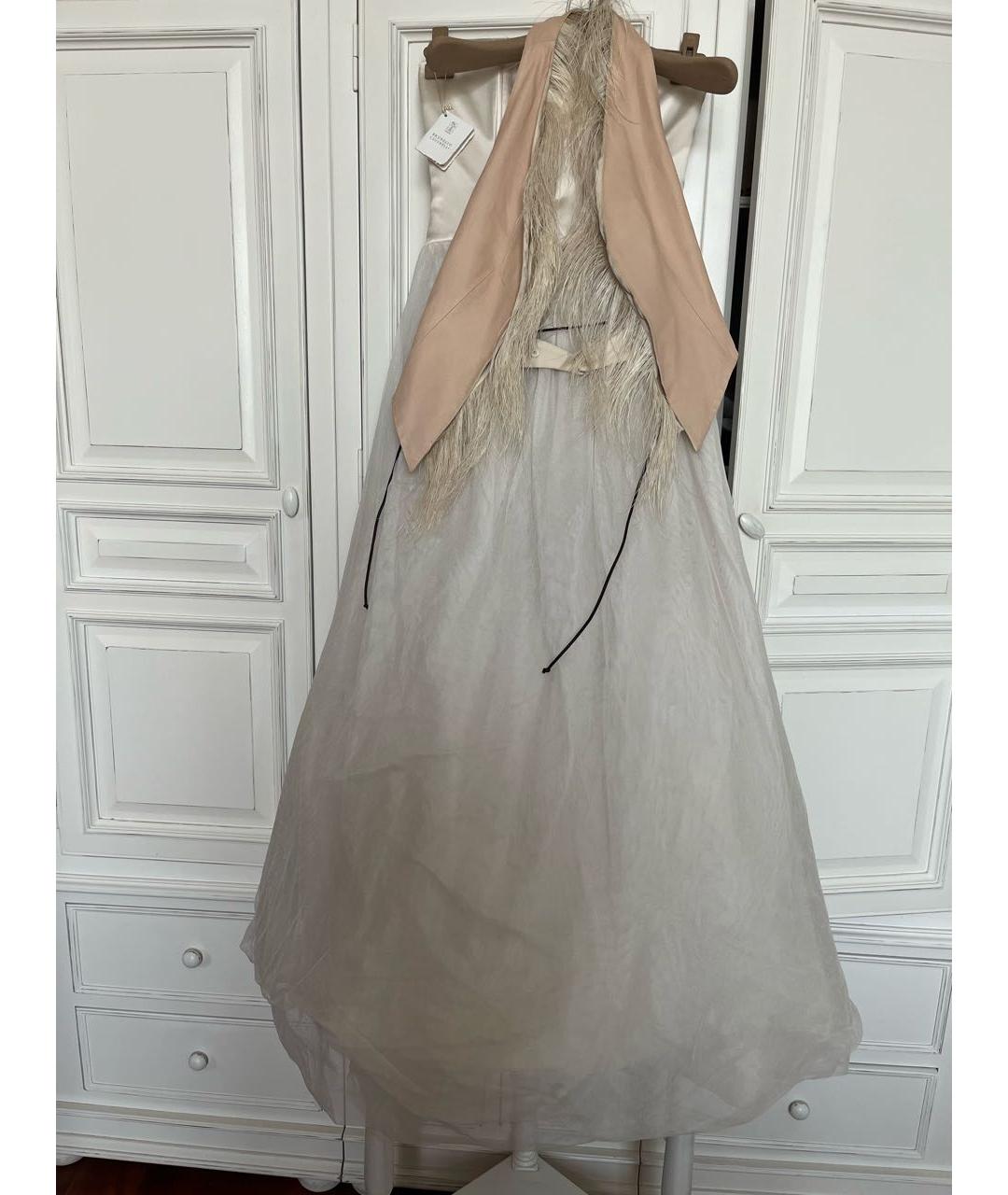 BRUNELLO CUCINELLI Бежевое шелковое вечернее платье, фото 7